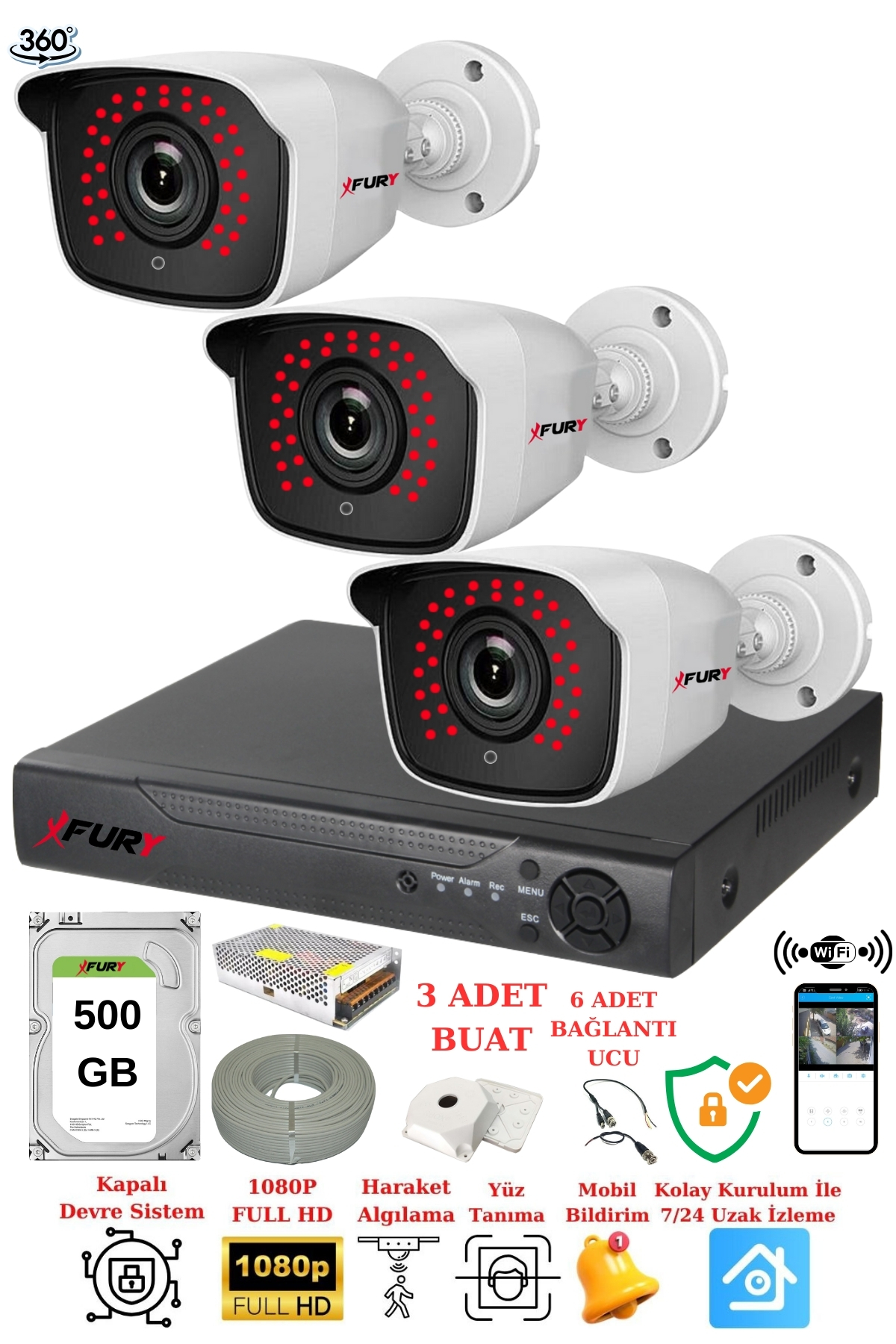 FURY%203%20Kameralı%205mp%203.6mm%20Lens%202mp%20Görüntü%2036%20Led%20Gece%20Görüşlü%20FullHd%20Güvenlik%20Kamerası%202236%20500%20GB