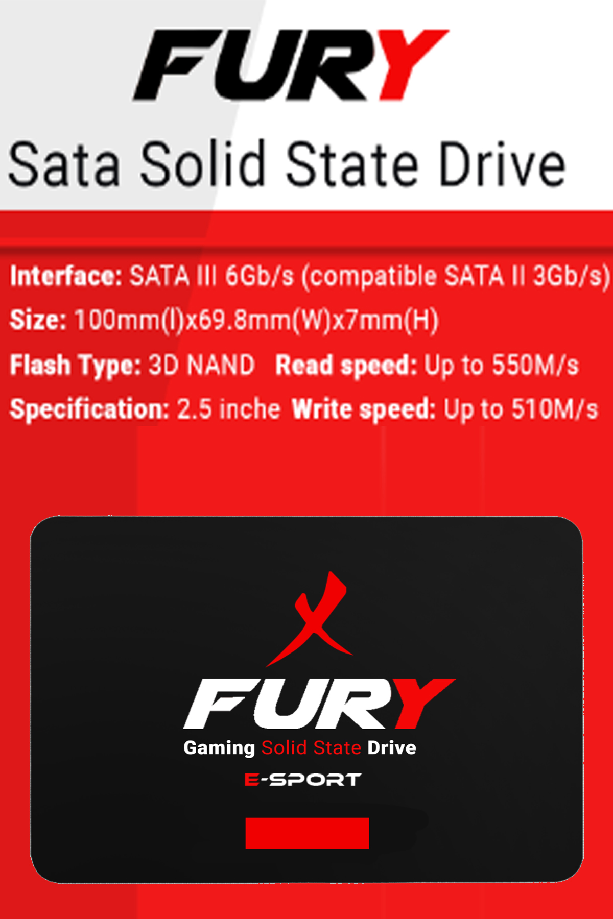 FURY%20E-Sport%20128%20GB%20550%20MB%20500%20MB/s%20Sata3%202.5’’%20Gaming%20SSD