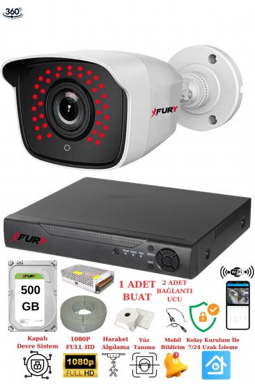 FURY 1 Kameralı 5mp 3.6mm Lens 2mp Görüntü 36 Led Gece Görüşlü FullHd Güvenlik Kamerası 2236 500 GB