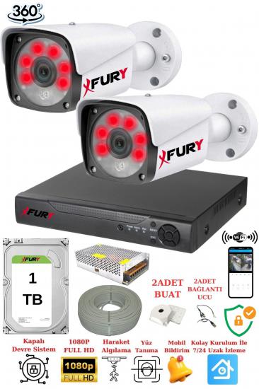 FURY 2 Kameralı 5mp Lensli 1080P 2mp Görüntü 6 Atom Gece Görüşlü FullHd Güvenlik Kamerası 5520A 1TB