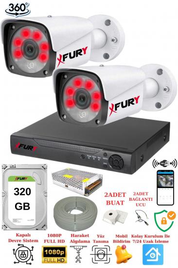 FURY 2 Kameralı 5mp Lensli 1080P 2mp Görüntü 6 Atom Gece Görüşlü FullHd Güvenlik Kamerası 5520A 320GB