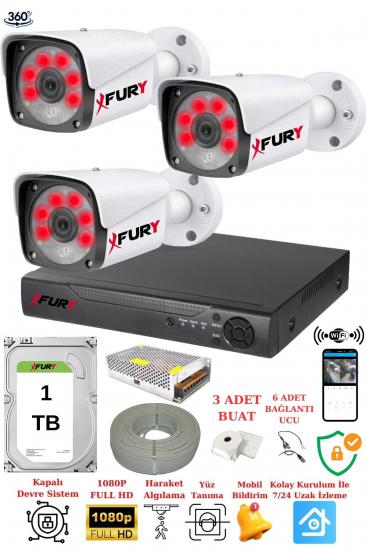 FURY 3 Kameralı 5mp Lensli 1080P 2mp Görüntü 6 Atom Gece Görüşlü FullHd Güvenlik Kamerası 5520A 1TB