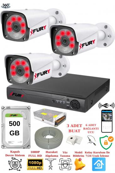 FURY 3 Kameralı 5mp Lensli 1080P 2mp Görüntü 6 Atom Gece Görüşlü FullHd Güvenlik Kamerası 5520A 500GB