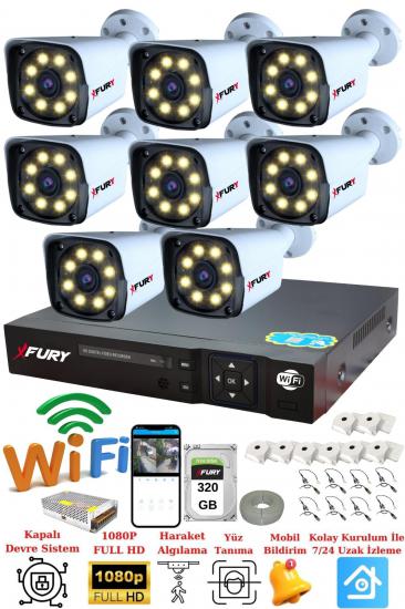 FURY 8 Kameralı 5mp Lens 1080p 2mp Color Görüntü 8 Warm Led Gece Görüş Full HD Güvenlik Kamera Sistemi 320
