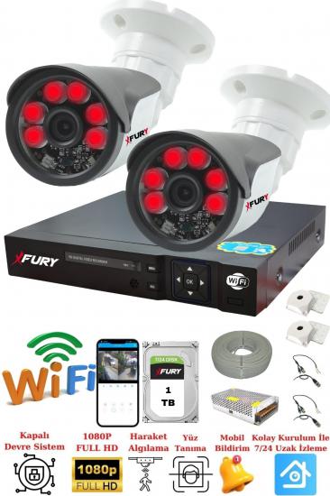 FURY 2 Kameralı 5mp Lensli 1080P 2mp Görüntü 6 Atom Gece Görüşlü FullHd Güvenlik Kamerası Sistemi 1TB