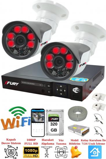FURY 2 Kameralı 5mp Lensli 1080P 2mp Görüntü 6 Atom Gece Görüşlü Full HD Güvenlik Kamerası Sistemi 320GB