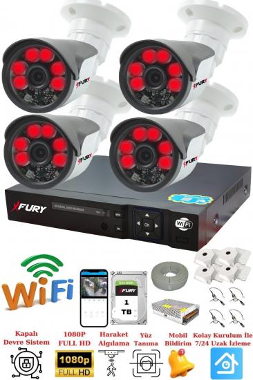 FURY 4 Kameralı 5mp Lensli 1080P 2mp Görüntü 6 Atom Gece Görüşlü FullHd Güvenlik Kamerası Sistemi 1TB