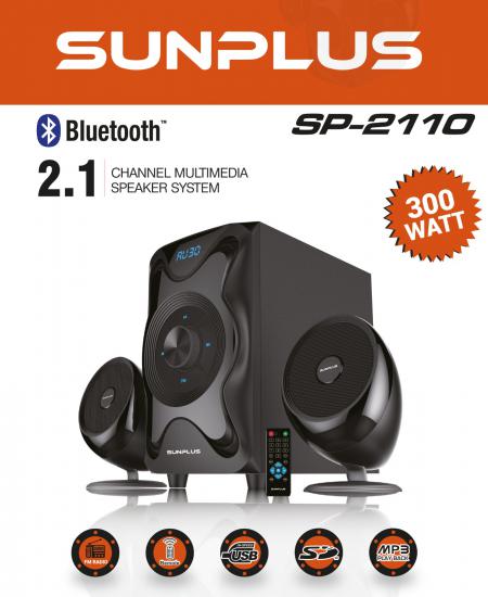 SUNPLUS SP-2110 2+1 USB/MP3/SD/FM BLUETOOTH 300W MULTIMEDIA SPEAKER HOPARLÖR SES SİSTEMİ